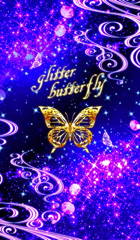 Glitter Butterfly Gold Theme Butterfly Wallpaper