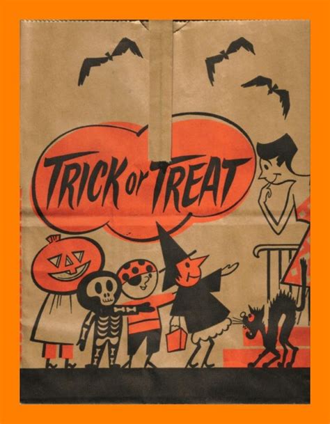 Vintage Halloween Trick Or Treat Bag Vintage Halloween Cards Retro