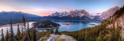 Photo Canada Kananaskis Lakes Nature Mountains Lake Scenery 2560x852