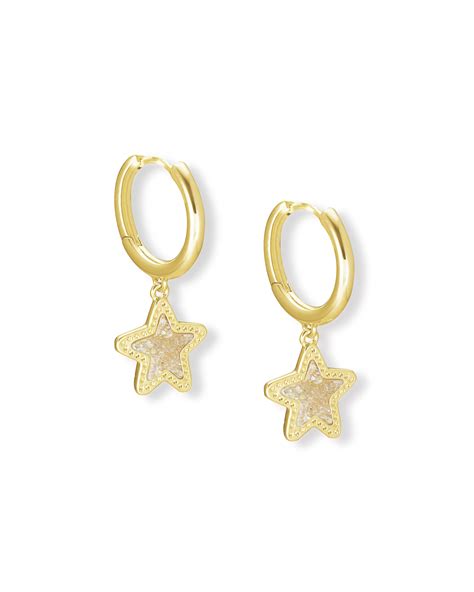 Jae Star Gold Huggie Earrings In Iridescent Drusy Kendra Scott