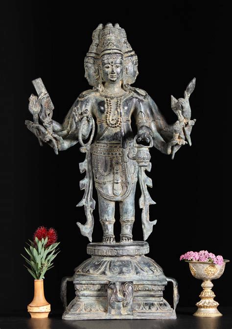 Brass 4 Faced 8 Armed Brahma Sculpture 24 97bb16 Hindu Gods
