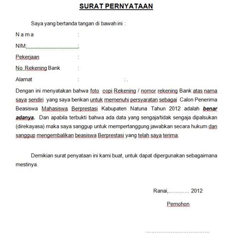 Surat Pernyataan Kepemilikan Rekening Riset