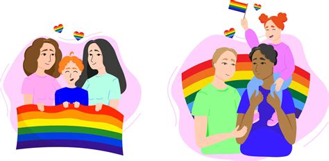 A Set Of Lgbt Families Flat Vector Illustration Gays And Lesbians