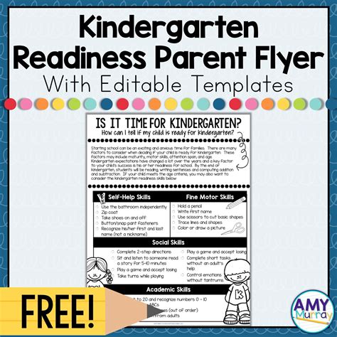Free Editable Kindergarten Readiness Parent Information Flyer