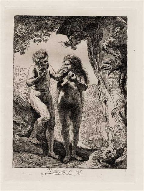 Rembrandt Adam And Eve Etching 1800s