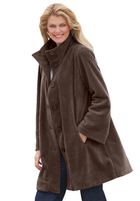Jacket Swing Style In Cozy Fleece Plus Size Fleece And Berber Woman