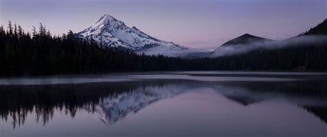 Download Wallpaper 2560x1080 Mountain Snow Lake Reflection