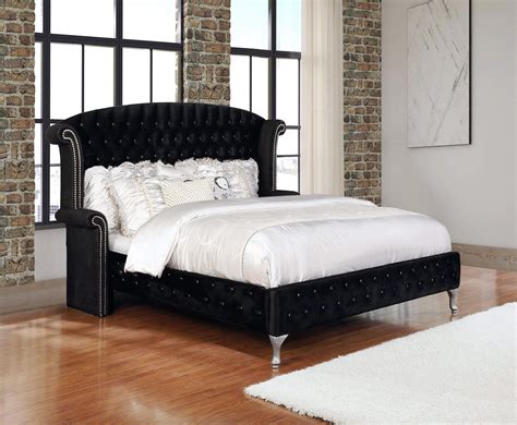 Deanna Queen Tufted Upholstered Bed Black By Coaster Furniture At Asy