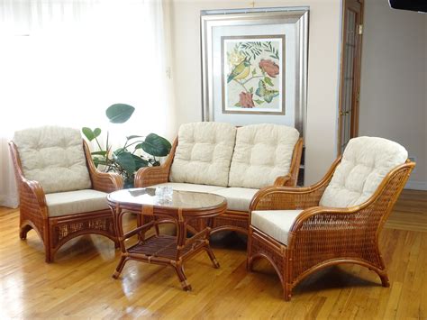 Jam Lounge Set Of 4 Pieces Colonial Color With Cream Cushions Rattan