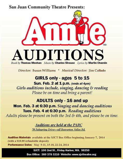 Annie Auditions First Week Of February San Juan Update