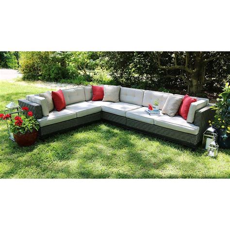 Ae Outdoor Camilla 4 Piece All Weather Wicker Patio Sectional With Sunbrella Fabric Sec100050