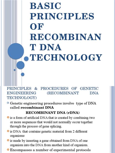 Basic Principles Of Recombinant Dna Technology 173865 Pdf