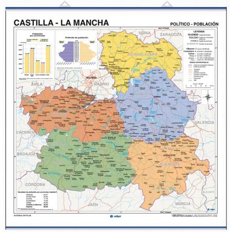 Mapa Mural De Castilla La Mancha F Sico Pol Tico Econ Mico