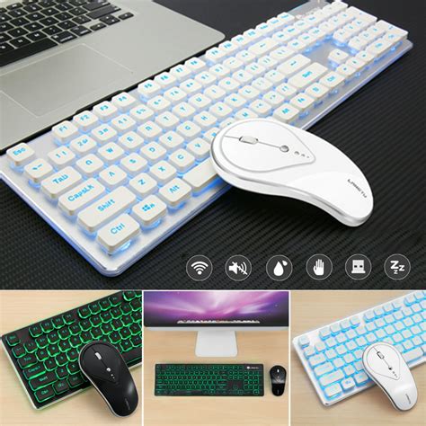 24g Wireless Keyboard And Mouse Combobacklit Glowing Keyboard Silent