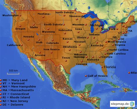 Stepmap Usa Landkarte Für Nordamerika