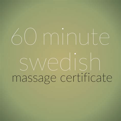 60 Minute Swedish Massage Certificate