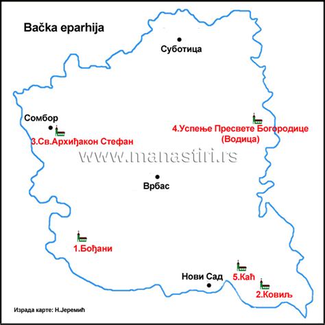 Mapa Eparhija Bačka Banatska Beogradska Braničevska Valjevska Vranjska