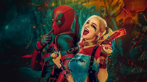 Desktop Wallpaper Deadpool And Harley Quinn Artwork Hd Image Picture