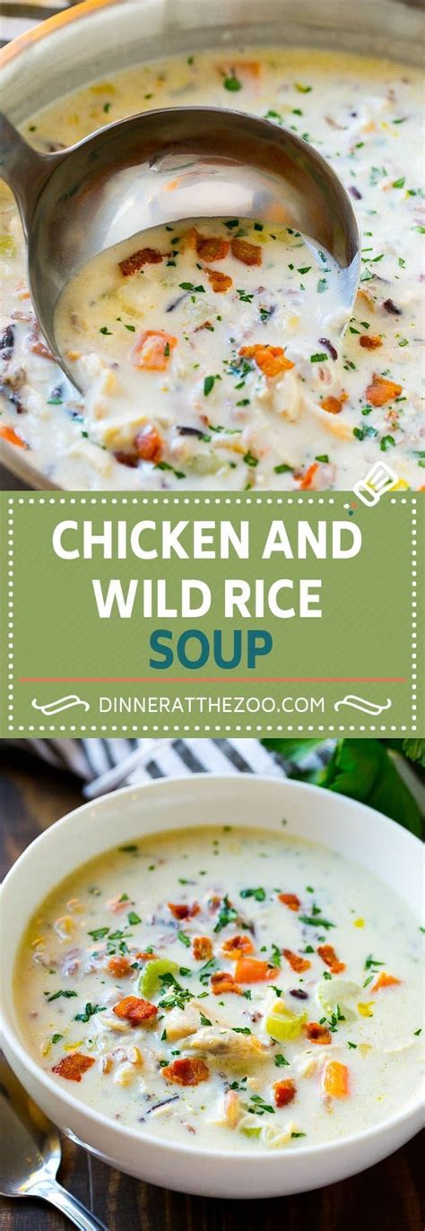 In a large pot over medium heat, combine broth and chicken. Chicken and Wild Rice Soup Recipe | Creamy Chicken Soup ...