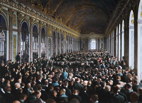 The Delegations Signing The Treaty Of Versailles In The Hall Of Mirrors