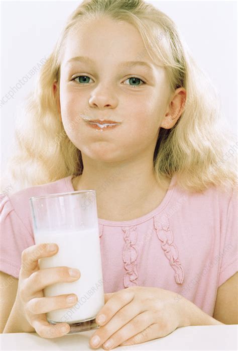 Girl Drinking Milk Stock Image P9200754 Science Photo Library