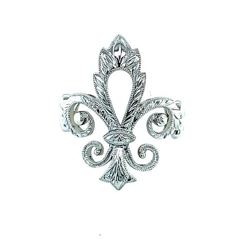 Sterling Silver Fleur De Lis Hand Engraved Ring Nacol Jewelry