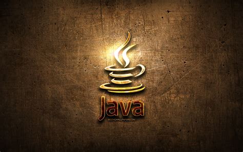 Download Wallpapers Java Golden Logo Programming Language Brown Metal