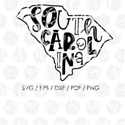 South Carolina State Outline Design Svg Hand Lettered Svg Etsy