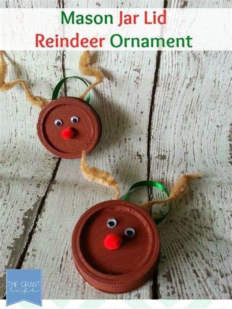 Easy Homemade Craft Mason Jar Lid Reindeer Ornament Mom Makes Dinner