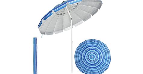 Costway 8 Ft Beach Umbrella Outdoor Tilt Sunshade Sand Anchor Wcarry