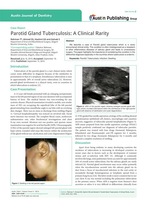 Pdf Parotid Gland Tuberculosis A Clinical Rarity