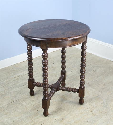 Antique French Round Oak Side Table With Bobbin Legs At 1stdibs