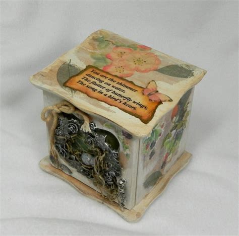 Altered Box Shabby Chic Jewelry Box Birds Eggs Butterfly