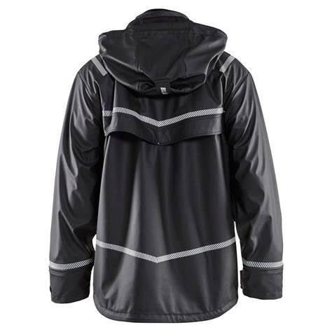 Blaklader 4317 Hooded Rain Jacket With Reflective Details Black