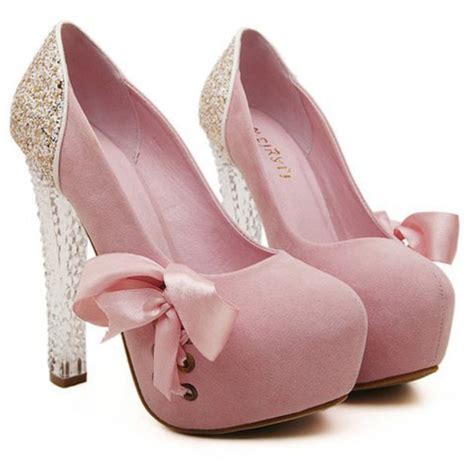 Shoes Pink Pastel Pastel Pink Heels Glitter Rosegal Kawaii