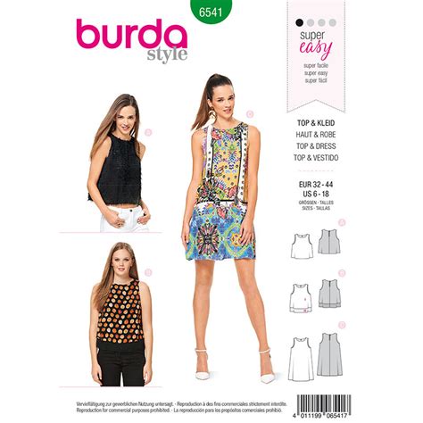 patron burda haut et robe burda 6541 mercerine