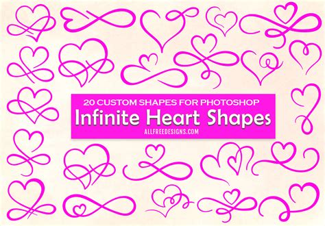 infinite heart shapes 20 custom shapes for photoshop