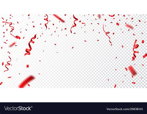 Red Confetti Isolated On Transparent Background Vector Image
