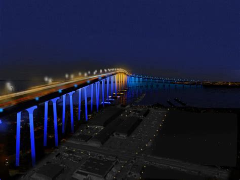 Moving Toward Lights On The San Diego Coronado Bridge