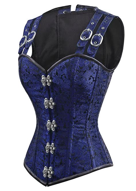 steampunk gothic retro spiral steel boned overbust corset vest n13069