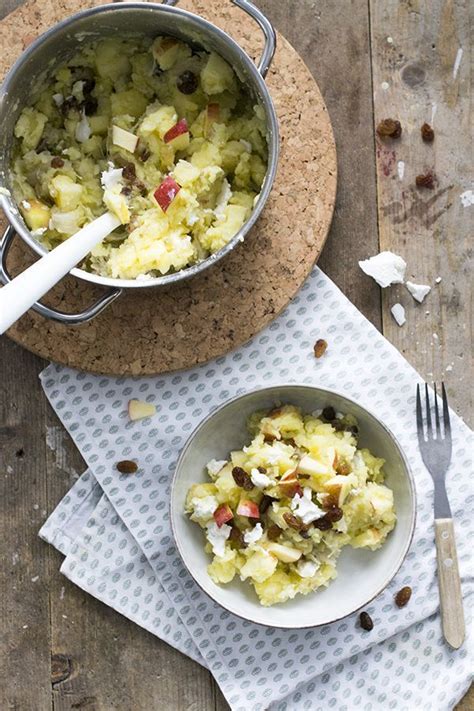 Vegetarische witlofstamppot met appel en rozijnen