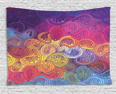 Modern Tapestry Abstract Leaf Shaped Colorful Wavy Curved Figures