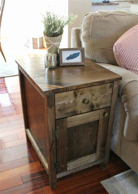 Slatted door, wooden accent table sofa bed side storage cabinet white 7. Living Room End Tables with Storage Beautiful Diy ...
