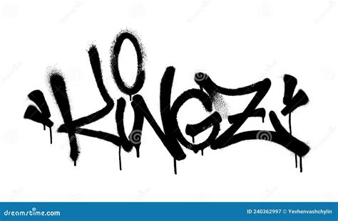 Sprayed Kingz Font Graffiti With Overspray In Black Over White Vector Illustration Stock