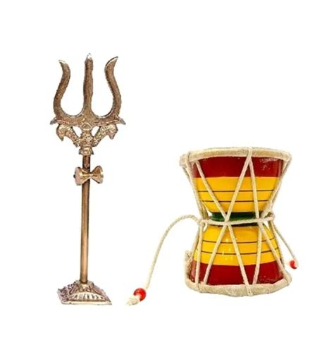 Wooden Damroo Shiva Damru Trishul Instrument Lord Shiva Drum Musical