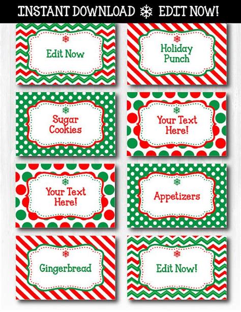 Free Printable Christmas Food Labels