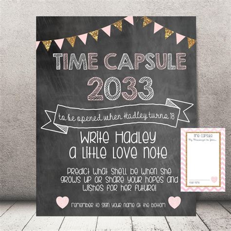 Time Capsule 1st Birthday Print Pink And Gold Pink And Etsy Time