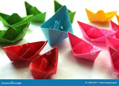 Paper Boats Colorful Origami Paper Ships Stock Image Image Of