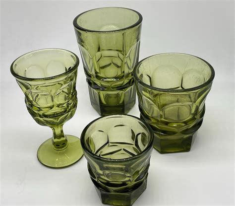 4 vintage 1970s fostoria depression glass set argus green henry ford museum hfm ebay in 2022