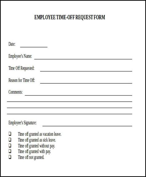 Time Off Request Form Template Word